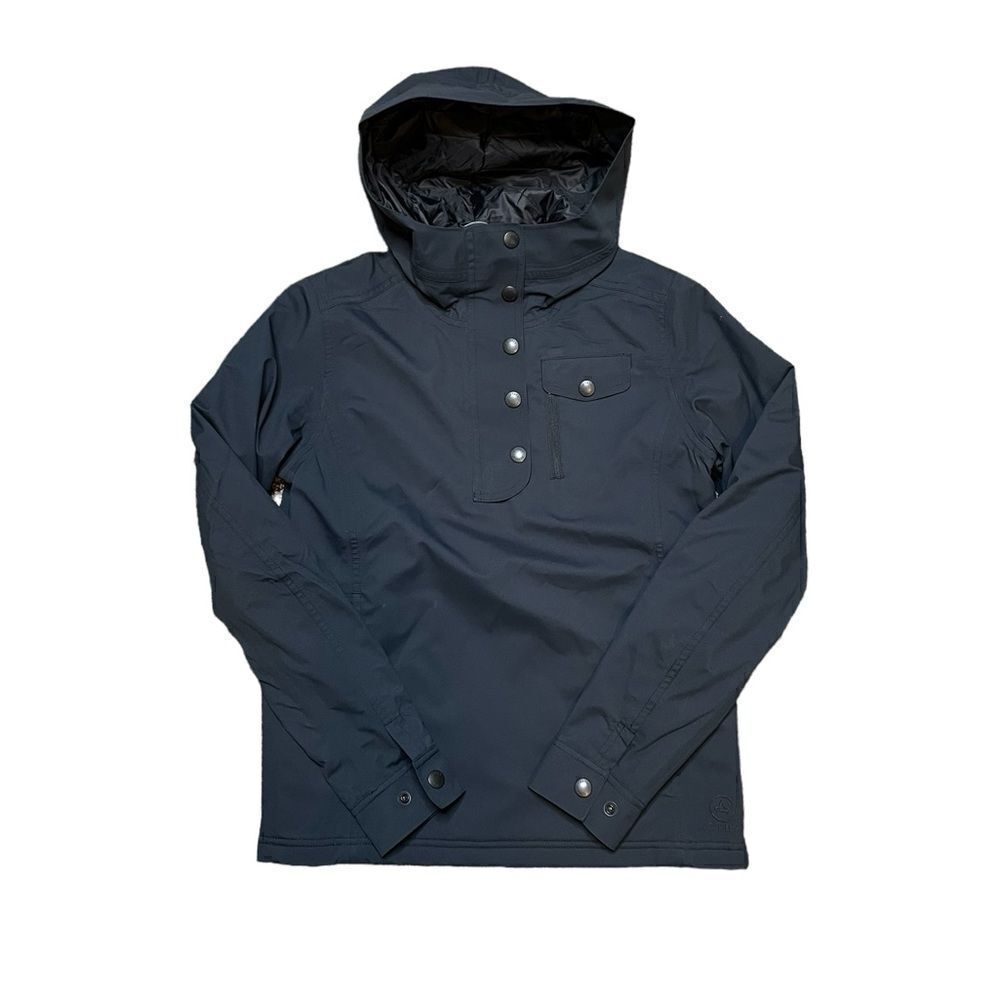 NWOT AETHER Half Zip Snap Pullover Hooded Anorak Jacket Black Size 1 / XS
